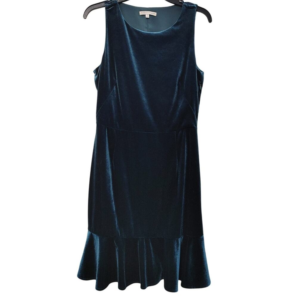 Rebecca Minkoff Sleeveless Velour Cut Out Lined Ruffle Hem Blue Womens Size 8